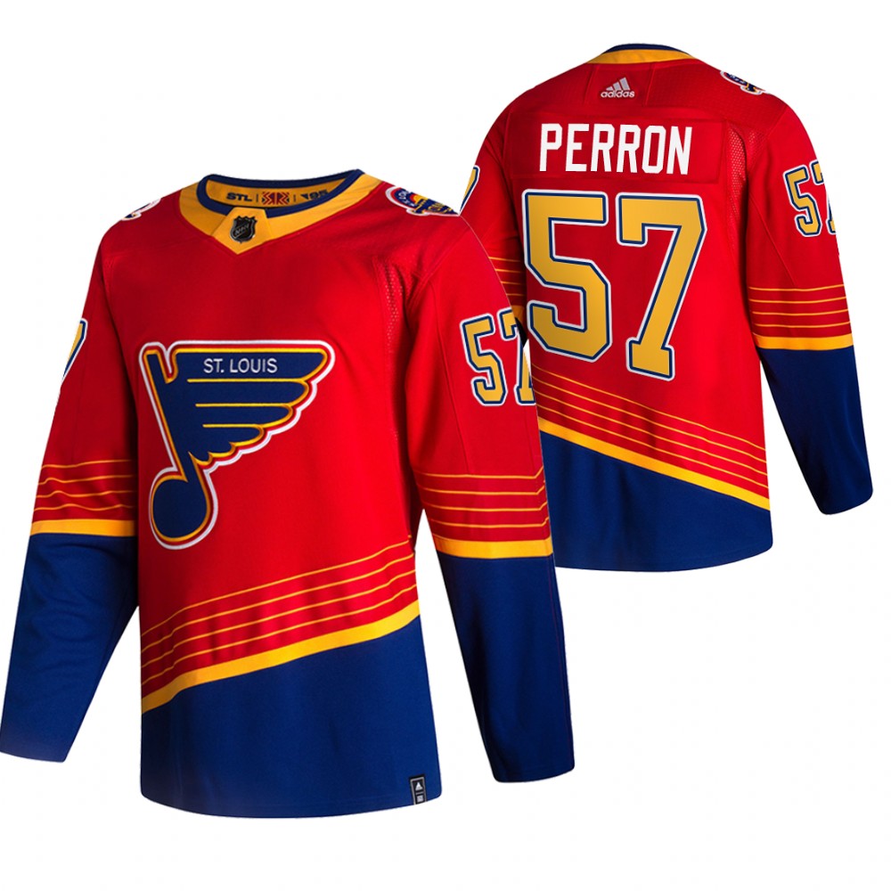 2021 Adidias St. Louis Blues #57 David Perron Red Men Reverse Retro Alternate NHL Jersey